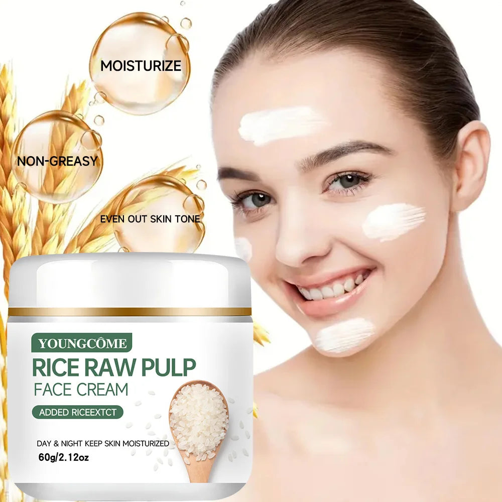 Rice Raw Pulp Face Cream Moisturiser Facial Anti Aging Whitening Skin Care Repair Fade Fine Lines Wrinkle Remover Face Cream