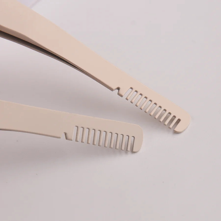 1pc Eyelash Tweezers Stainless Steel Eyelash Extension Tweezers With Comb False Lash Application Tool For Girls Women Beginners