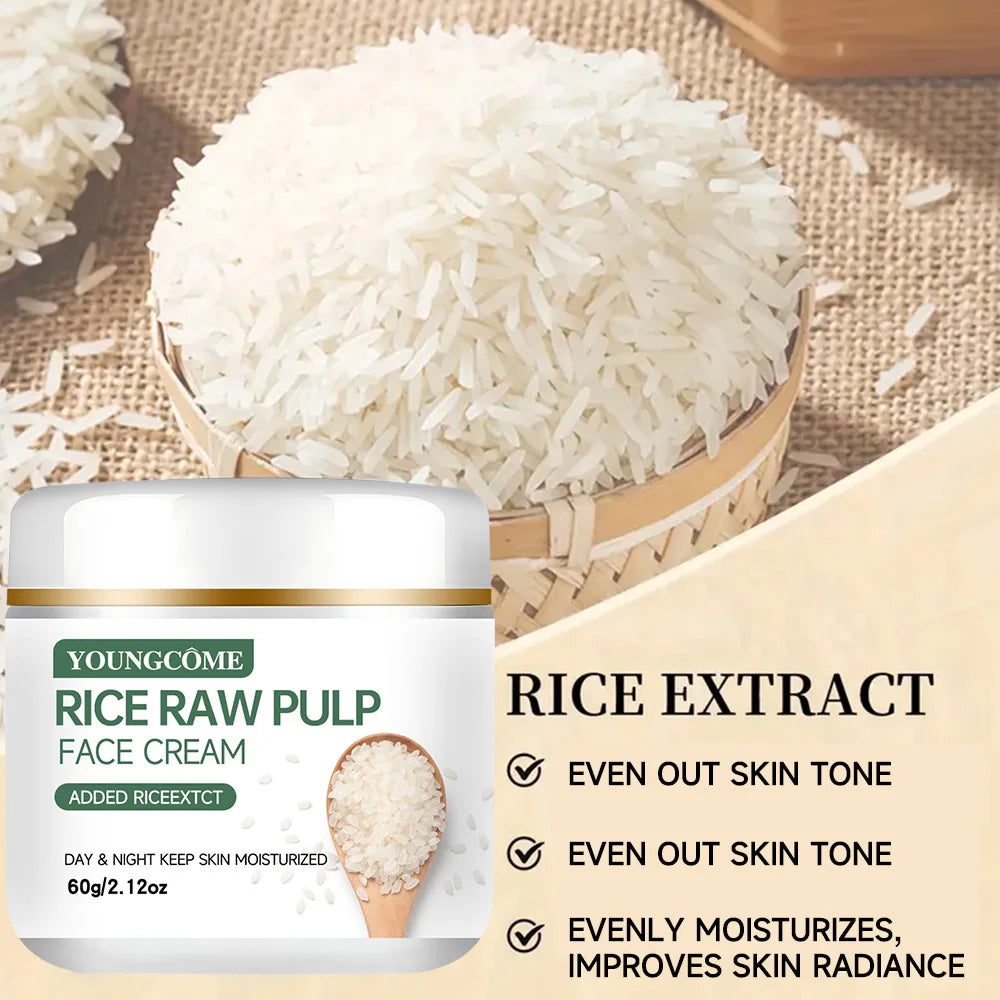 Rice Raw Pulp Face Cream Moisturiser Facial Anti Aging Whitening Skin Care Repair Fade Fine Lines Wrinkle Remover Face Cream