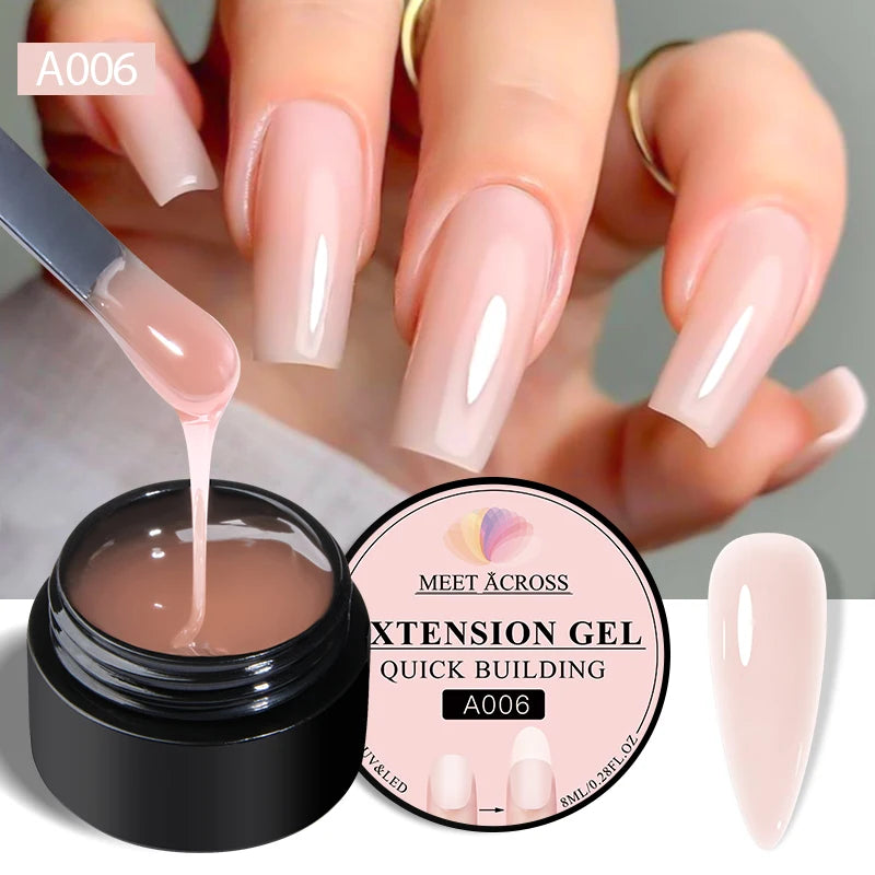 8ml Milky White Quick Extension Nail Gel Polish Soak Off UV/LED Long Lasting Building Nail Art Gel Varnish for Nails Manicure