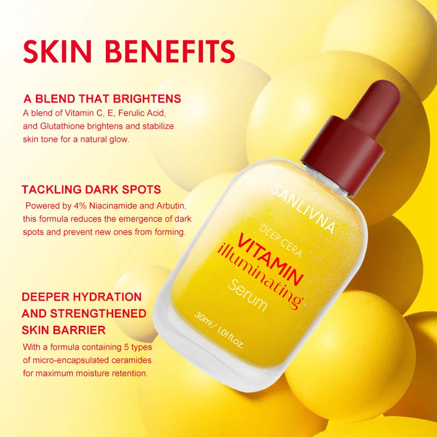 Vitamin C Niacinamide Serum Facial Care Brightens Skin Tone Bakuchiol Pore Improvement And Cleansing Rich Formula
