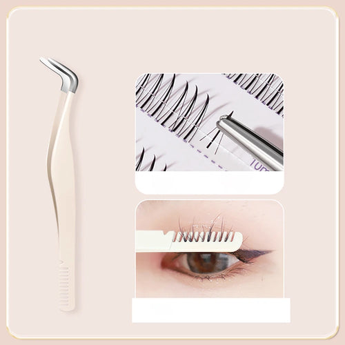 1pc Eyelash Tweezers Stainless Steel Eyelash Extension Tweezers With Comb False Lash Application Tool For Girls Women Beginners