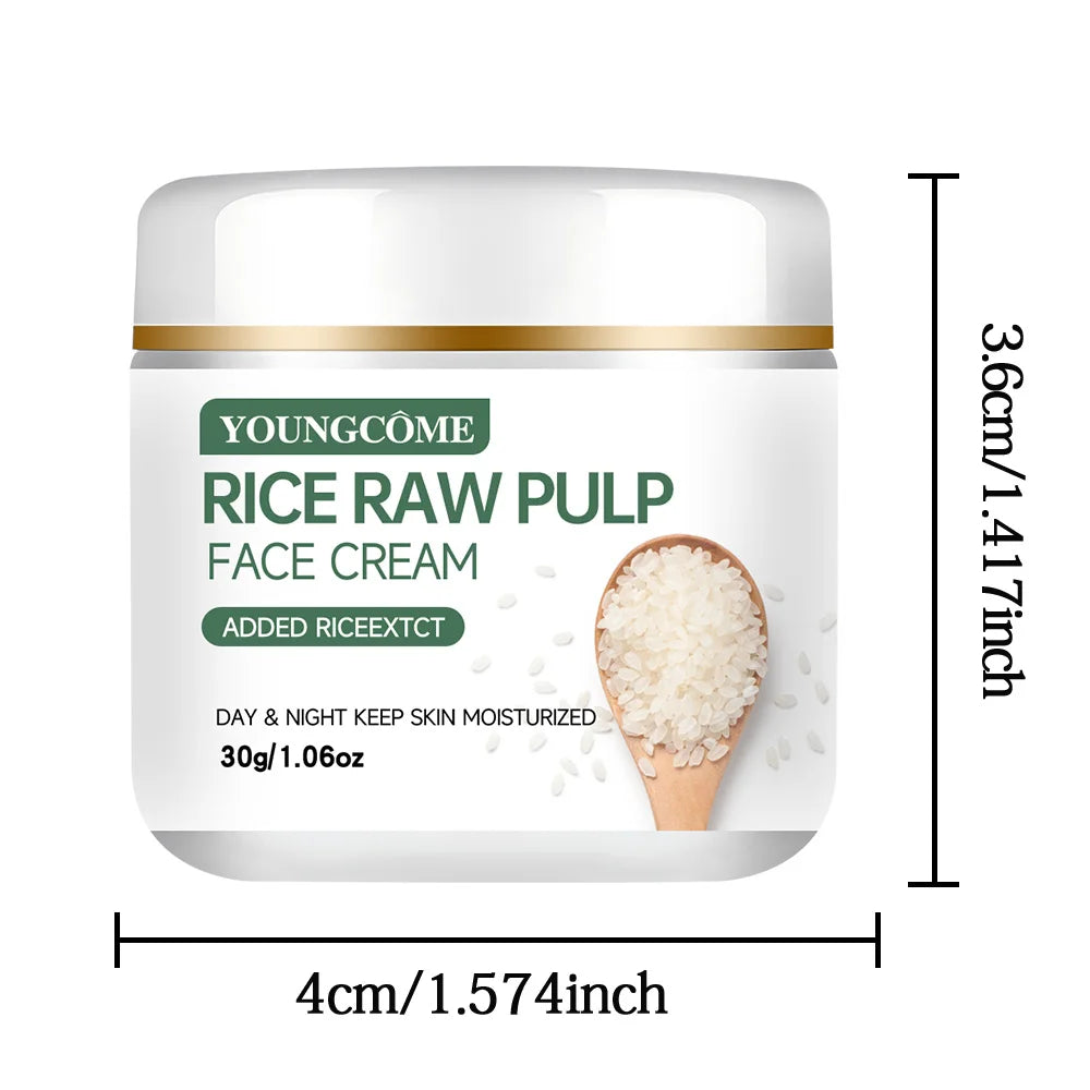 Rice Raw Pulp Face Cream Moisturiser Facial Anti Aging Whitening Skin Care Repair Fade Fine Lines Wrinkle Remover Face Cream