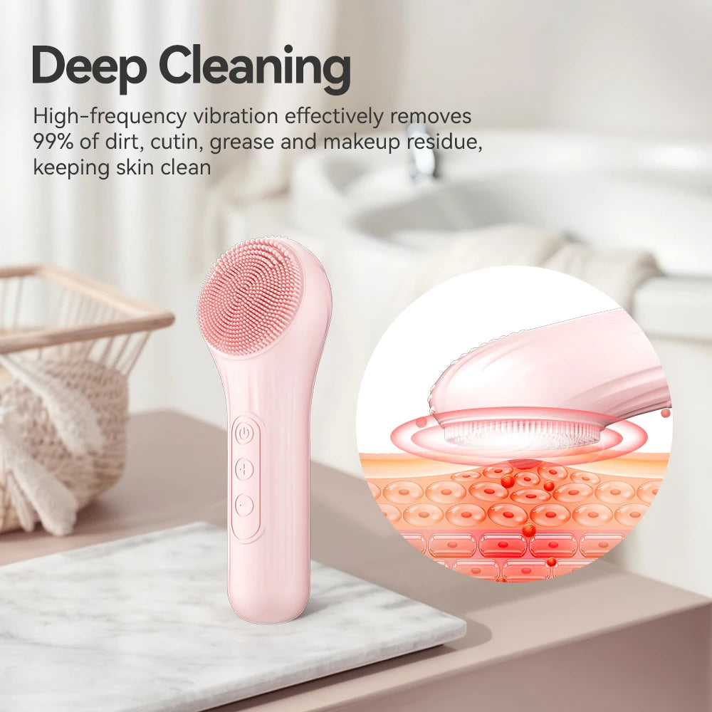 Sonic Waterproof Facial Cleansing Brush Rechargeable Scrubber Exfoliating Vibrating Deep Clean Face Cleaner Skin Care Tool