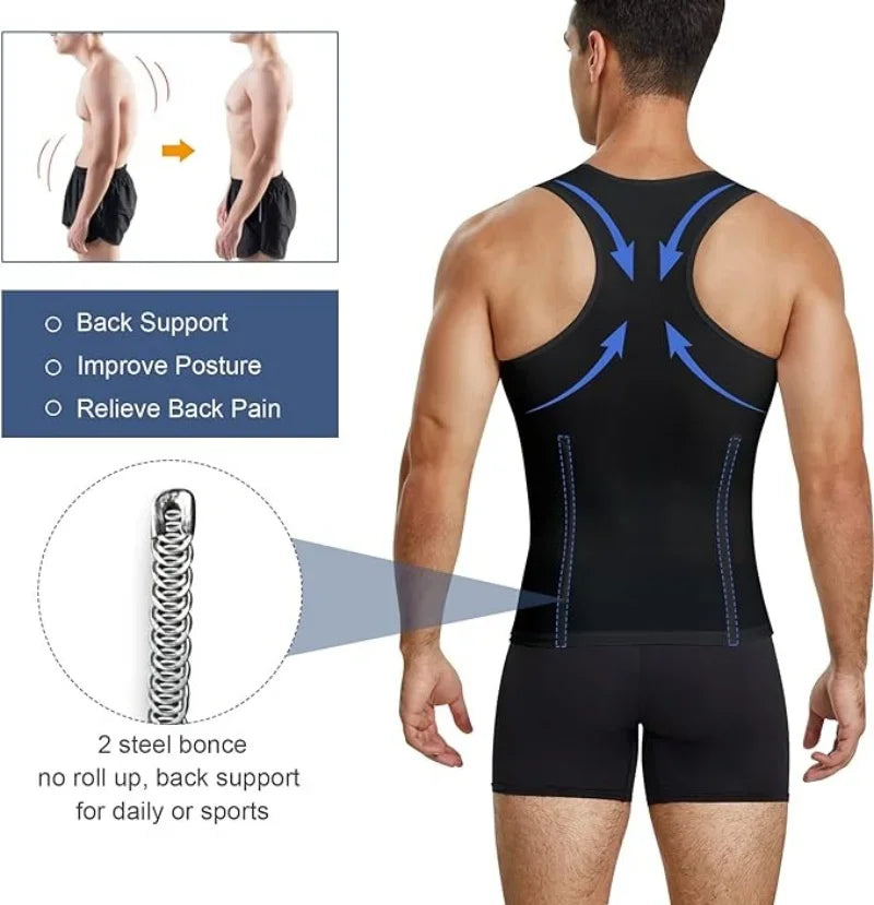 Men's Body Shaper Compression Vest Abdomen Shapewear Tummhttps://admin.shopify.com/store/3rvc1t-te/productsy Slimming Sheath Gynecomastia Shapers Corset Waist Trainer Fajas Tops