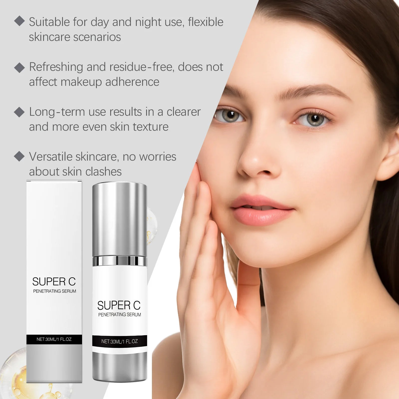 Vitamin C Facial Serum Mild Moisturize Deep Penetrating Improve Fine Line Relief Rough Strengthen Skin Barrier Skincare Essence