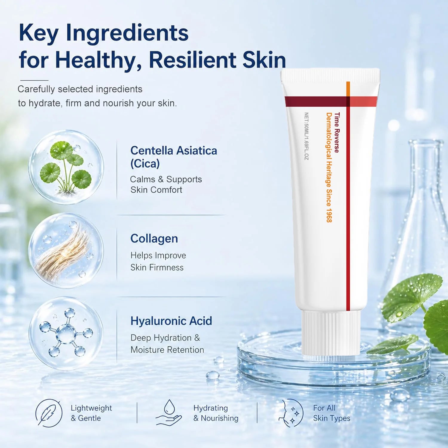 Korean Centella Asiatica Moisturizing Cream – Strengthen Skin Barrier Oil Control & Firming Daily Facial Skin Care for Sensitive