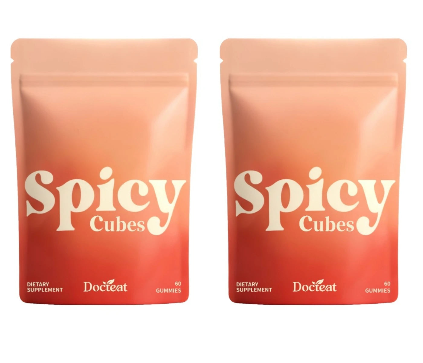 Docteat Spicy Cubes Gummies 60 Count Green Tea Caffeine L-Theanine Maca Ginger Herbal Blend Daily Vitality Wellness Supplement
