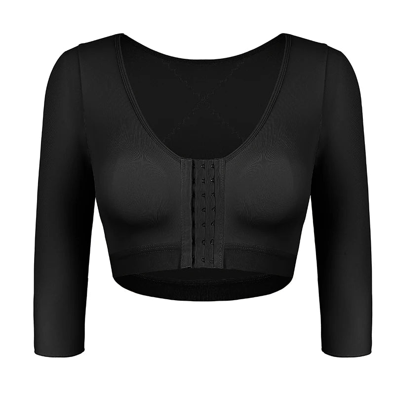 Body Shaper with Arm Women Shaper Tops for Compression Post Surgery Front Closure Bra Shapewear Back Support Cropped T Shirt